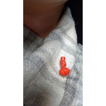 Antique Victorian Stick Tie Pin natural carved coral 14k gold Man Tophat (7469)