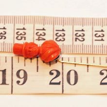 Antique Victorian Stick Tie Pin natural carved coral 14k gold Man Tophat (7469)