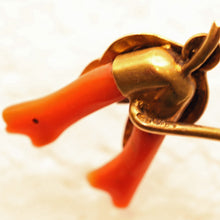 Antique Victorian Stick Pin brooch gold natural coral botanical hallmarked (7471)