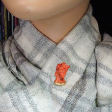 Antique Victorian Stick Tie Lapel pin gold carved natural coral goddess (7472)