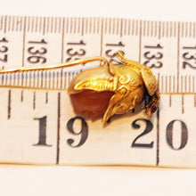 ruler Antique Stick Tie Pin hardstone cameo god w Gold Dragon Helmet Ruby eyes