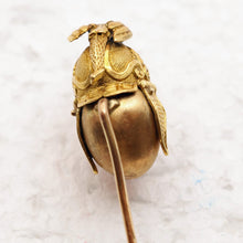 Antique Stick Tie Pin hardstone cameo Mars god w Gold Griffin Ruby eyes (7473)