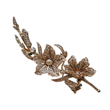 Antique Victorian brooch Diamonds gold silver flowers sculptural unisex (7512)