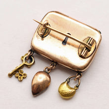 Antique Georgian locket brooch gold garnets heart key lock English Unisex (7540)