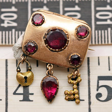 Antique Georgian locket brooch gold garnets heart key lock English Unisex (7540)