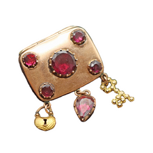 Antique Georgian locket brooch gold garnets heart key lock English Unisex (7540)