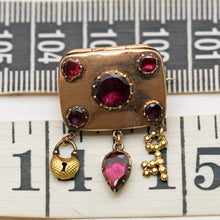 Antique Georgian locket brooch gold garnets heart key lock English Unisex (7540)