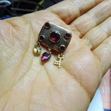 Antique Georgian locket brooch gold garnets heart key lock English Unisex (7540)