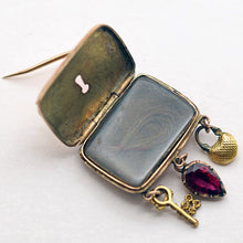 Antique Georgian locket brooch gold garnets heart key lock English Unisex (7540)