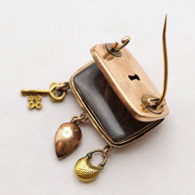 Antique Georgian locket brooch gold garnets heart key lock English Unisex (7540)