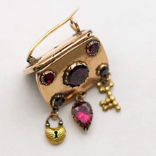 Antique Georgian locket brooch gold garnets heart key lock English Unisex (7540)