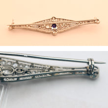 Antique Art Deco brooch platinum diamonds sapphire France Unisex (7546)