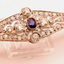 Antique Art Deco brooch platinum diamonds sapphire France Unisex (7546)