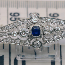 Antique Art Deco brooch platinum diamonds sapphire France Unisex (7546)