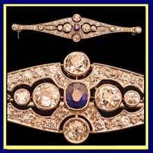 Antique Art Deco brooch platinum diamonds sapphire France Unisex 