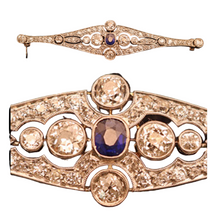 Antique Art Deco brooch platinum diamonds sapphire France Unisex (7546)
