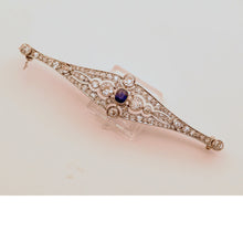 Antique Art Deco brooch platinum diamonds sapphire France Unisex (7546)
