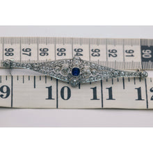Antique Art Deco brooch platinum diamonds sapphire France Unisex (7546)