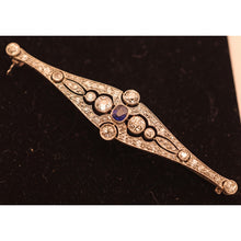 Antique Art Deco brooch platinum diamonds sapphire France Unisex (7546)