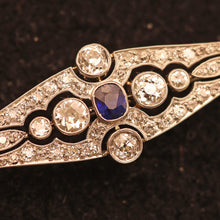 Antique Art Deco brooch platinum diamonds sapphire France Unisex (7546)