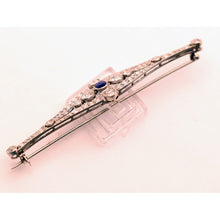 Antique Art Deco brooch platinum diamonds sapphire France Unisex (7546)