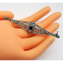Antique Art Deco brooch platinum diamonds sapphire France Unisex (7546)