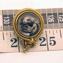 Antique brooch pendant gold Essex Crystal Reverse intaglio bulldog bullwhip(7570)