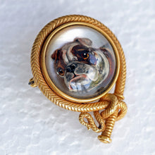 Antique brooch pendant gold Essex Crystal Reverse intaglio bulldog bullwhip(7570)