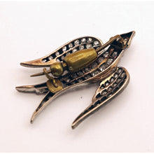 Antique Victorian brooch diamonds silver gold bird swallow in flight (7573)