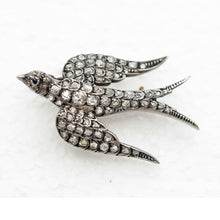 Antique Victorian brooch diamonds silver gold bird swallow in flight (7573)