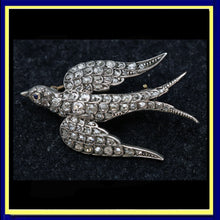 Antique Victorian brooch diamonds silver gold bird swallow in flight 