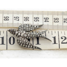 Antique Victorian brooch diamonds silver gold bird swallow in flight (7573)