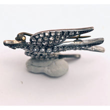 Antique Victorian brooch diamonds silver gold bird swallow in flight (7573)