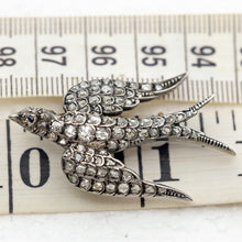 Antique Victorian brooch diamonds silver gold bird swallow in flight (7573)