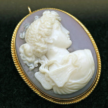 Luigi Rosi Antique Victorian Pendant Brooch gold hardstone cameo sgn Psyche(7582)