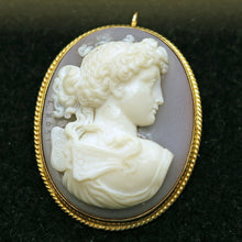 Luigi Rosi Antique Victorian Pendant Brooch gold hardstone cameo sgn Psyche(7582)