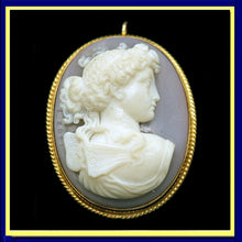 Luigi Rosi Antique Victorian Pendant Brooch gold hardstone cameo sgn Psyche