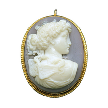 Luigi Rosi Antique Victorian Pendant Brooch gold hardstone cameo sgn Psyche(7582)