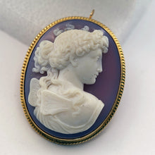 Luigi Rosi Antique Victorian Pendant Brooch gold hardstone cameo sgn Psyche(7582)