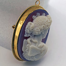Luigi Rosi Antique Victorian Pendant Brooch gold hardstone cameo sgn Psyche(7582)