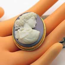 Luigi Rosi Antique Victorian Pendant Brooch gold hardstone cameo sgn Psyche(7582)