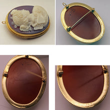 Luigi Rosi Antique Victorian Pendant Brooch gold hardstone cameo sgn Psyche(7582)