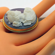 Luigi Rosi Antique Victorian Pendant Brooch gold hardstone cameo sgn Psyche(7582)