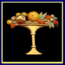 Lluis Masriera Antique brooch 18k gold enamel fruit in a bowl