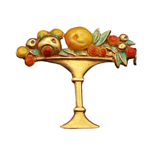Lluis Masriera Antique brooch 18k gold enamel fruit in a bowl early 1900's(7583)