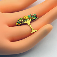 Lluis Masriera Antique brooch 18k gold enamel fruit in a bowl early 1900's(7583)