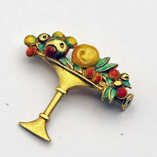 Lluis Masriera Antique brooch 18k gold enamel fruit in a bowl early 1900's(7583)