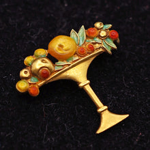 Lluis Masriera Antique brooch 18k gold enamel fruit in a bowl early 1900's(7583)