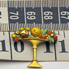 Lluis Masriera Antique brooch 18k gold enamel fruit in a bowl early 1900's(7583)
