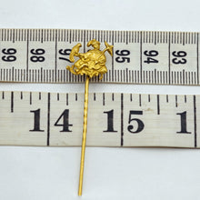 Antique stick tie pin brooch French gold Oriental figure parrot umbrella (7622)